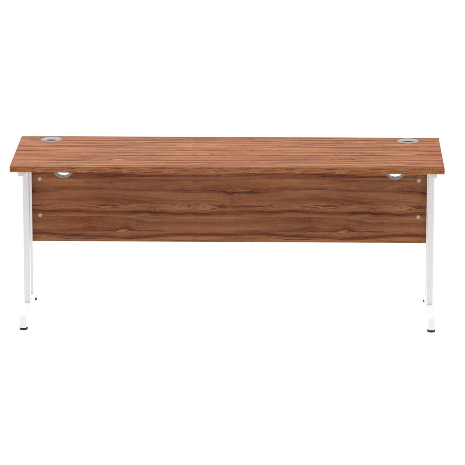 Impulse 1800 x 600mm Straight Office Desk Walnut Top White Cantilever Leg