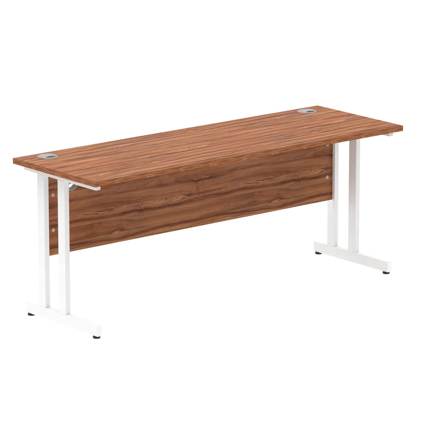 Impulse 1800 x 600mm Straight Office Desk Walnut Top White Cantilever Leg