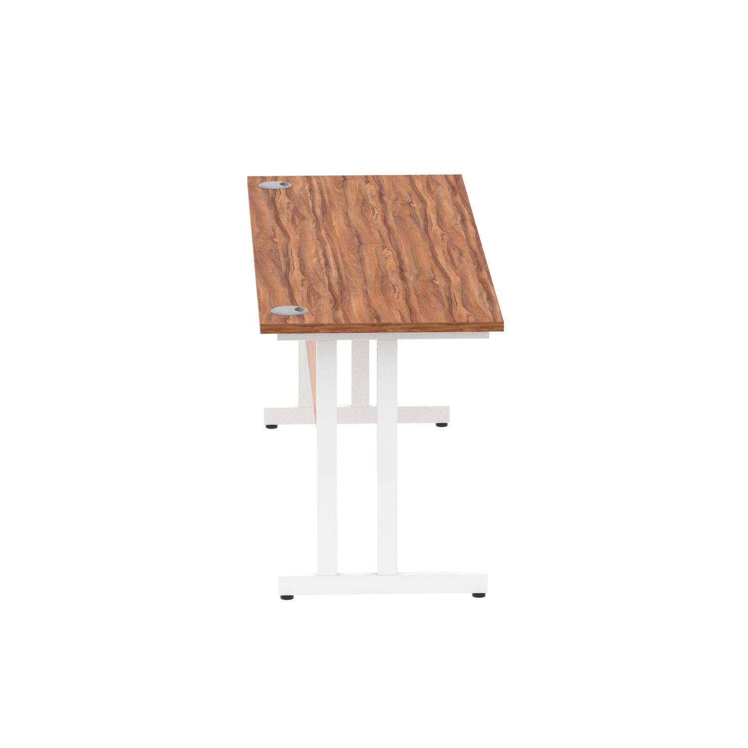 Impulse 1800 x 600mm Straight Office Desk Walnut Top White Cantilever Leg