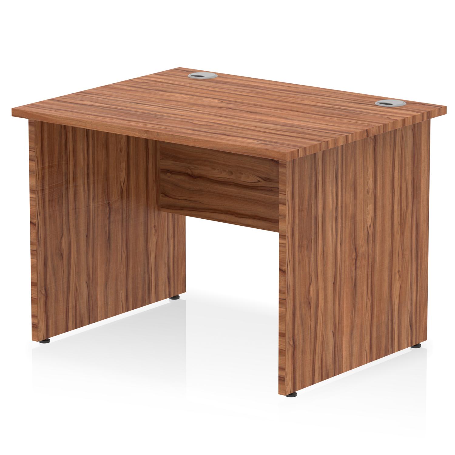 Impulse 1000 x 800mm Straight Office Desk Walnut Top Panel End Leg