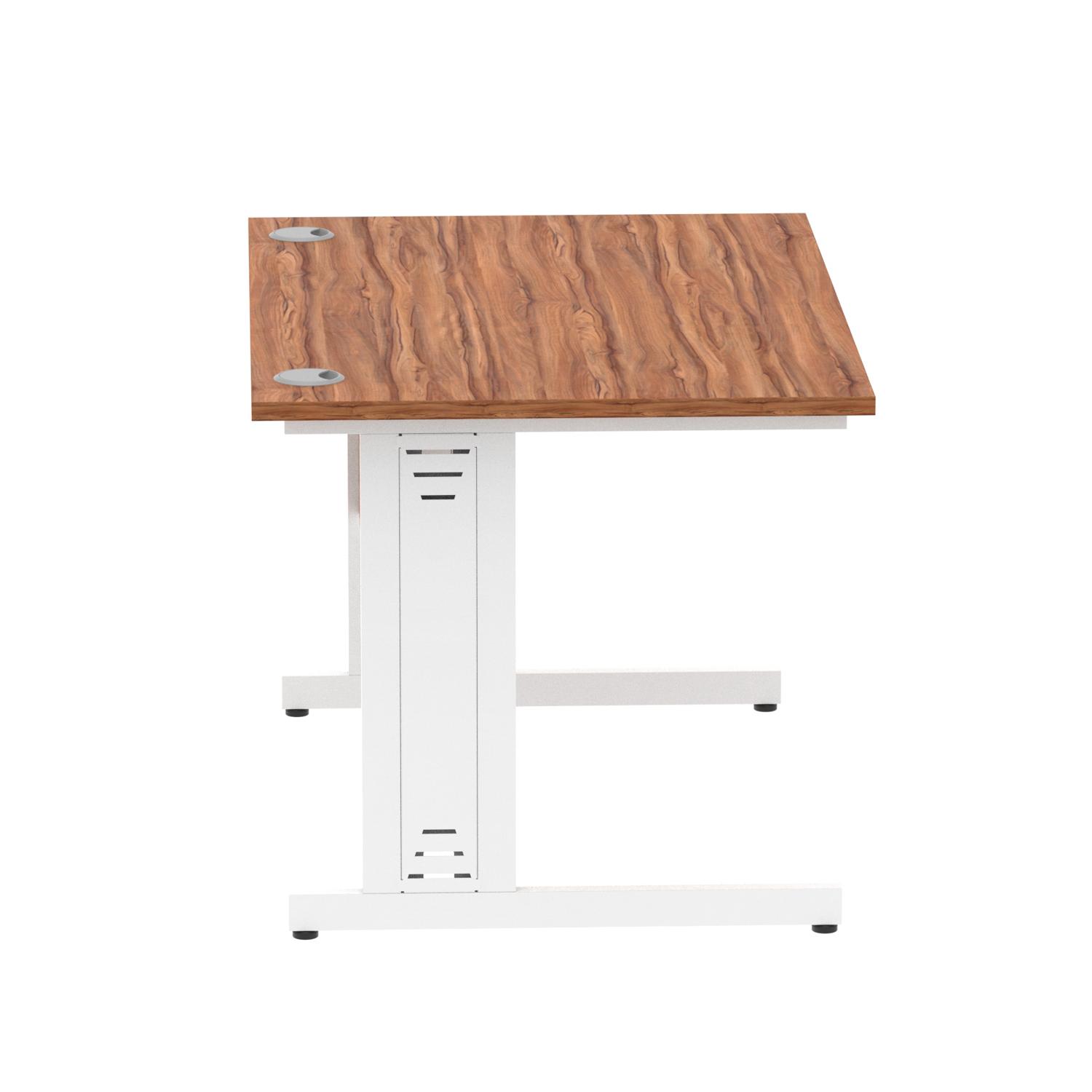 Impulse 1200 x 800mm Straight Office Desk Walnut Top White Cable Managed Leg