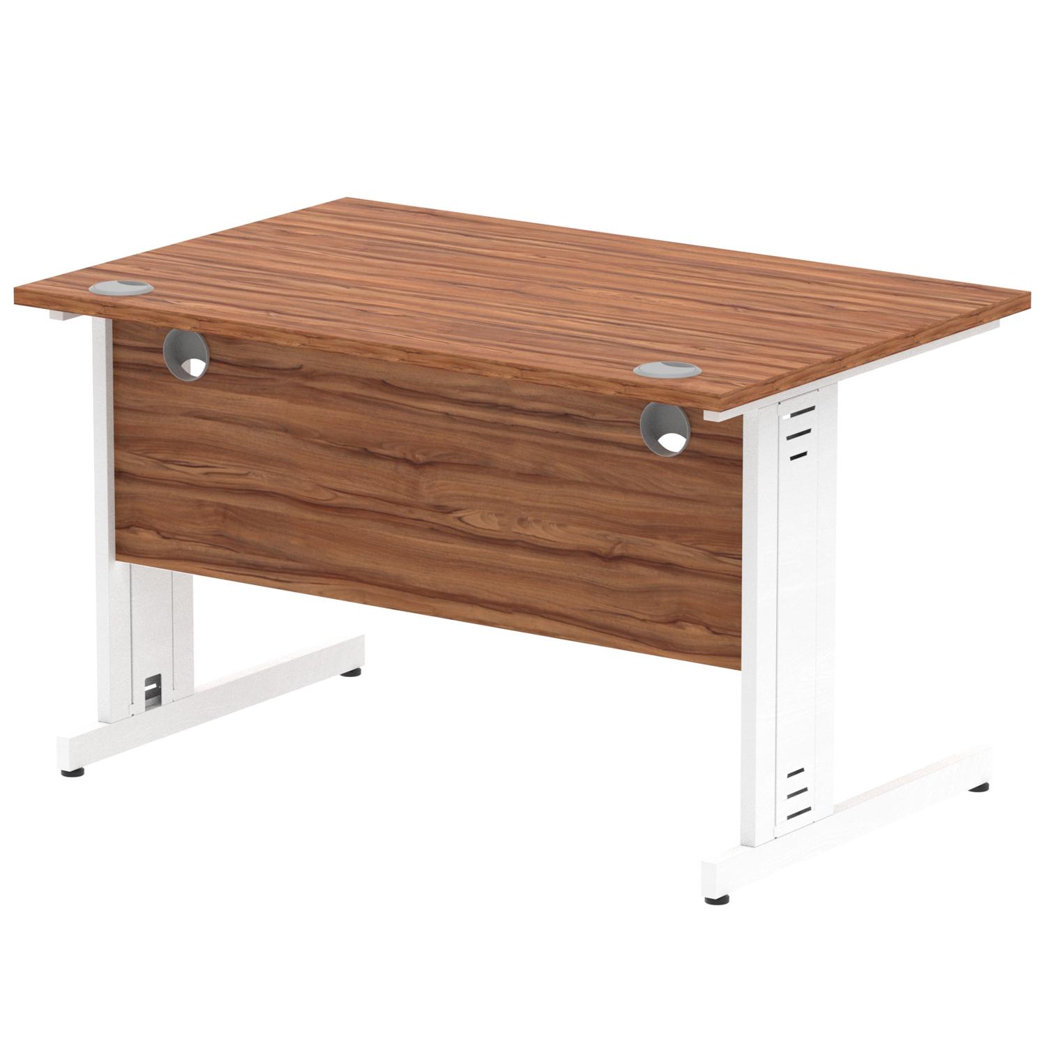 Impulse 1200 x 800mm Straight Office Desk Walnut Top White Cable Managed Leg