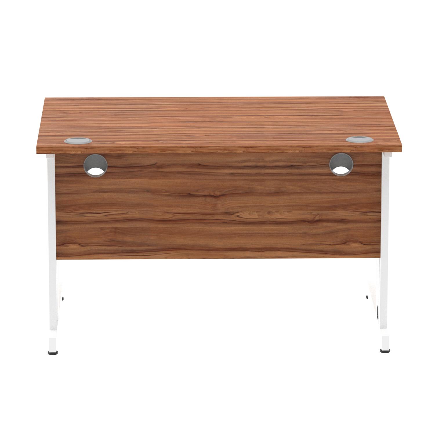 Impulse 1200 x 800mm Straight Office Desk Walnut Top White Cable Managed Leg