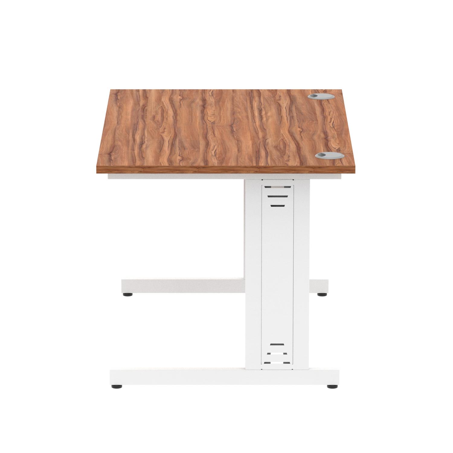 Impulse 1200 x 800mm Straight Office Desk Walnut Top White Cable Managed Leg
