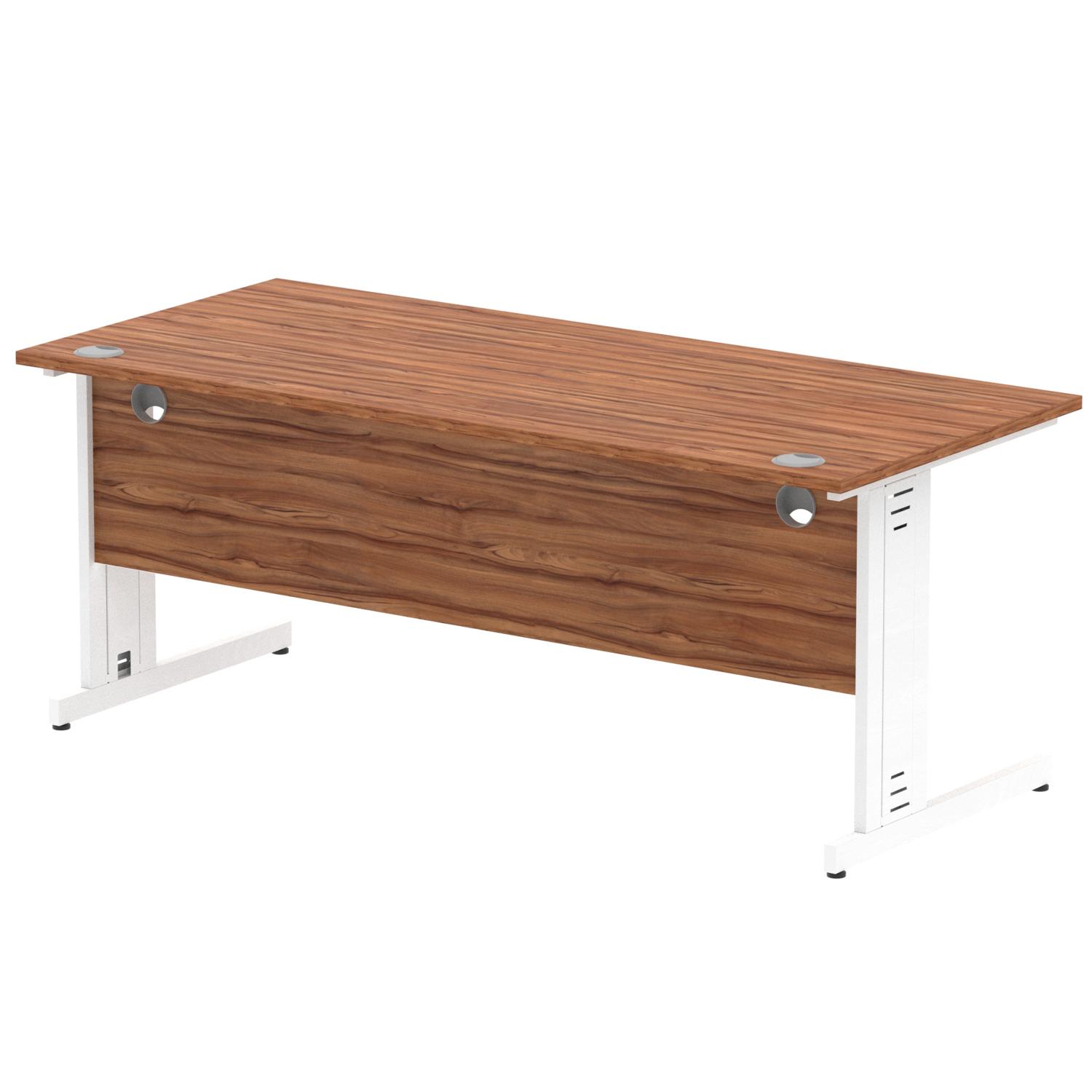 Impulse 1800 x 800mm Straight Office Desk Walnut Top White Cable Managed Leg