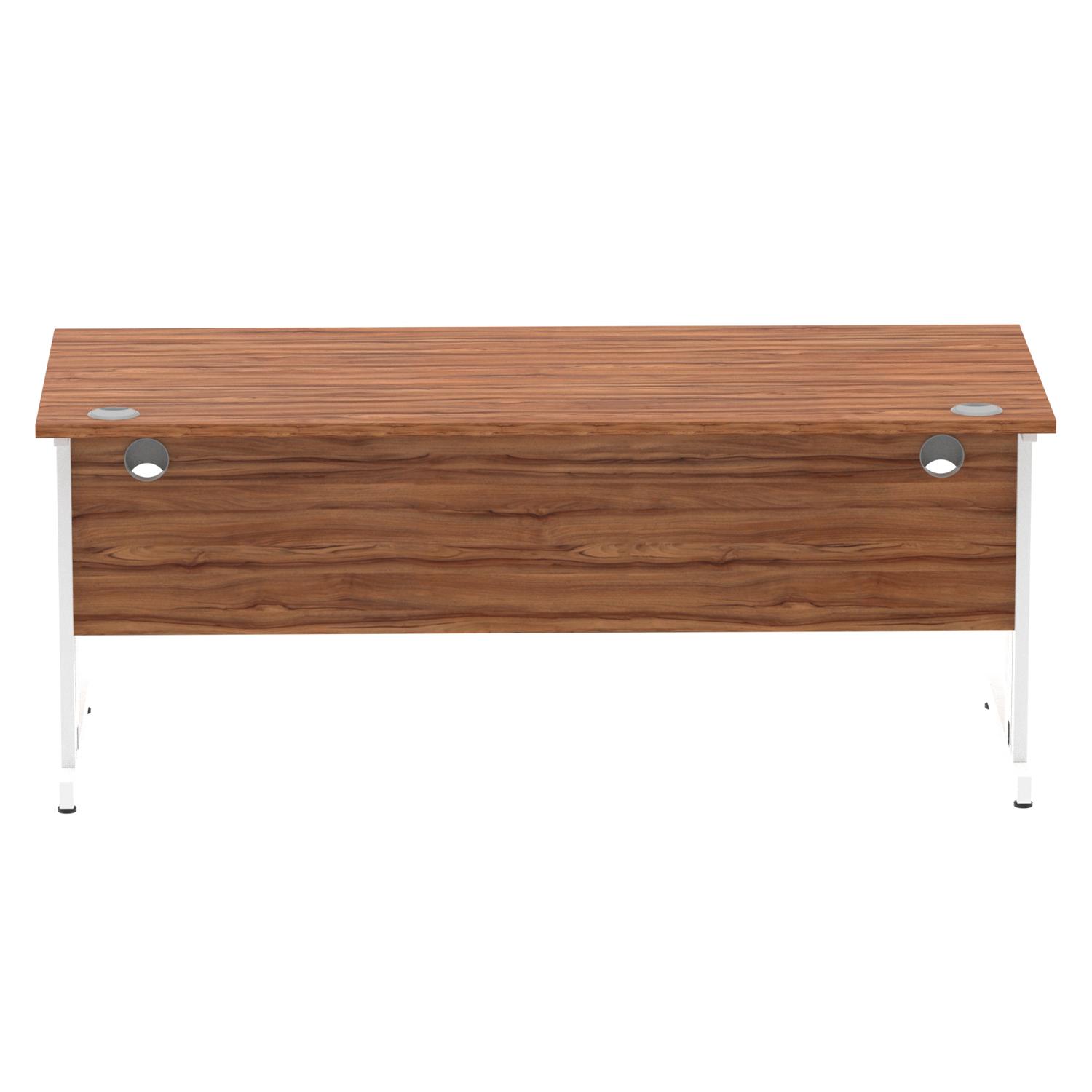 Impulse 1800 x 800mm Straight Office Desk Walnut Top White Cable Managed Leg