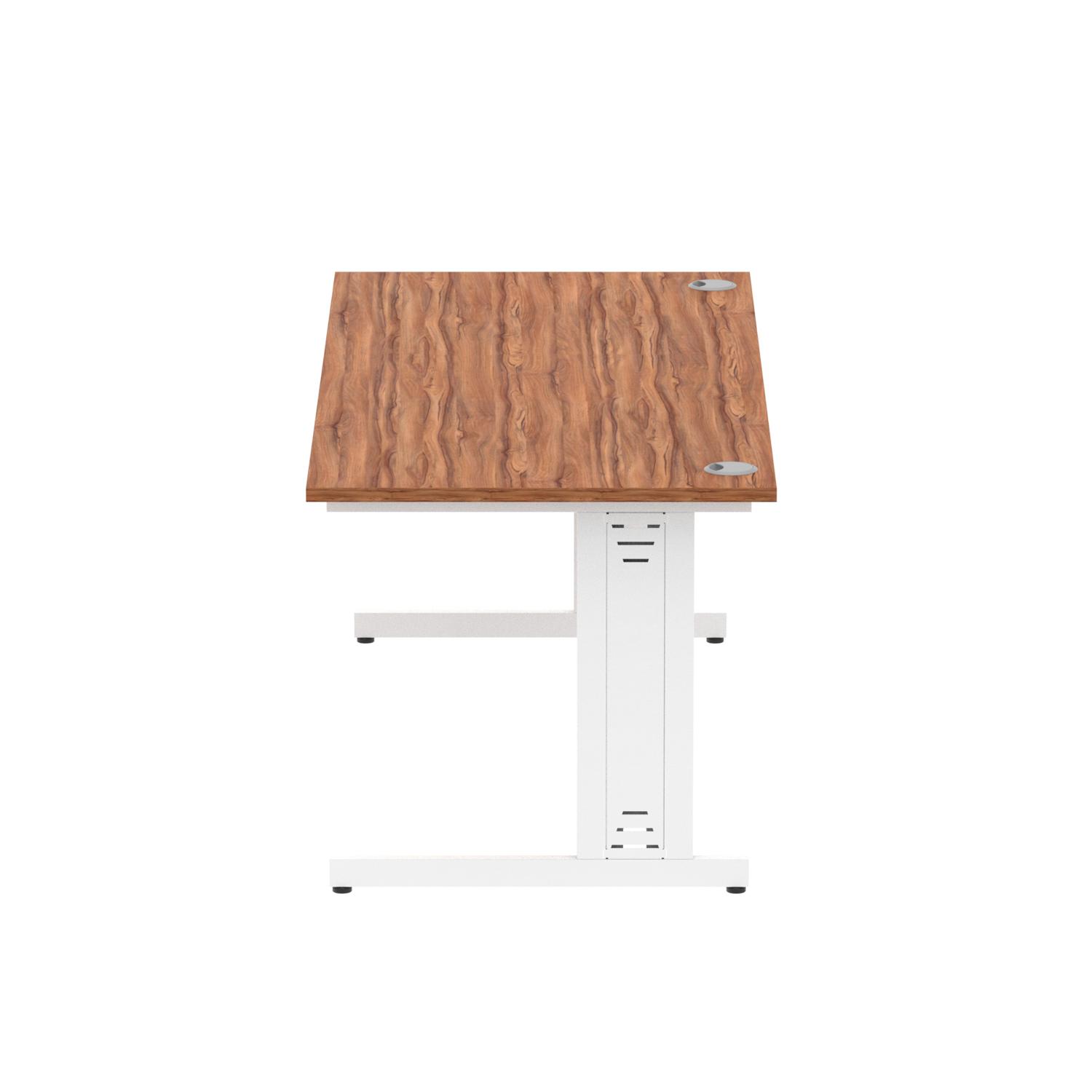Impulse 1800 x 800mm Straight Office Desk Walnut Top White Cable Managed Leg