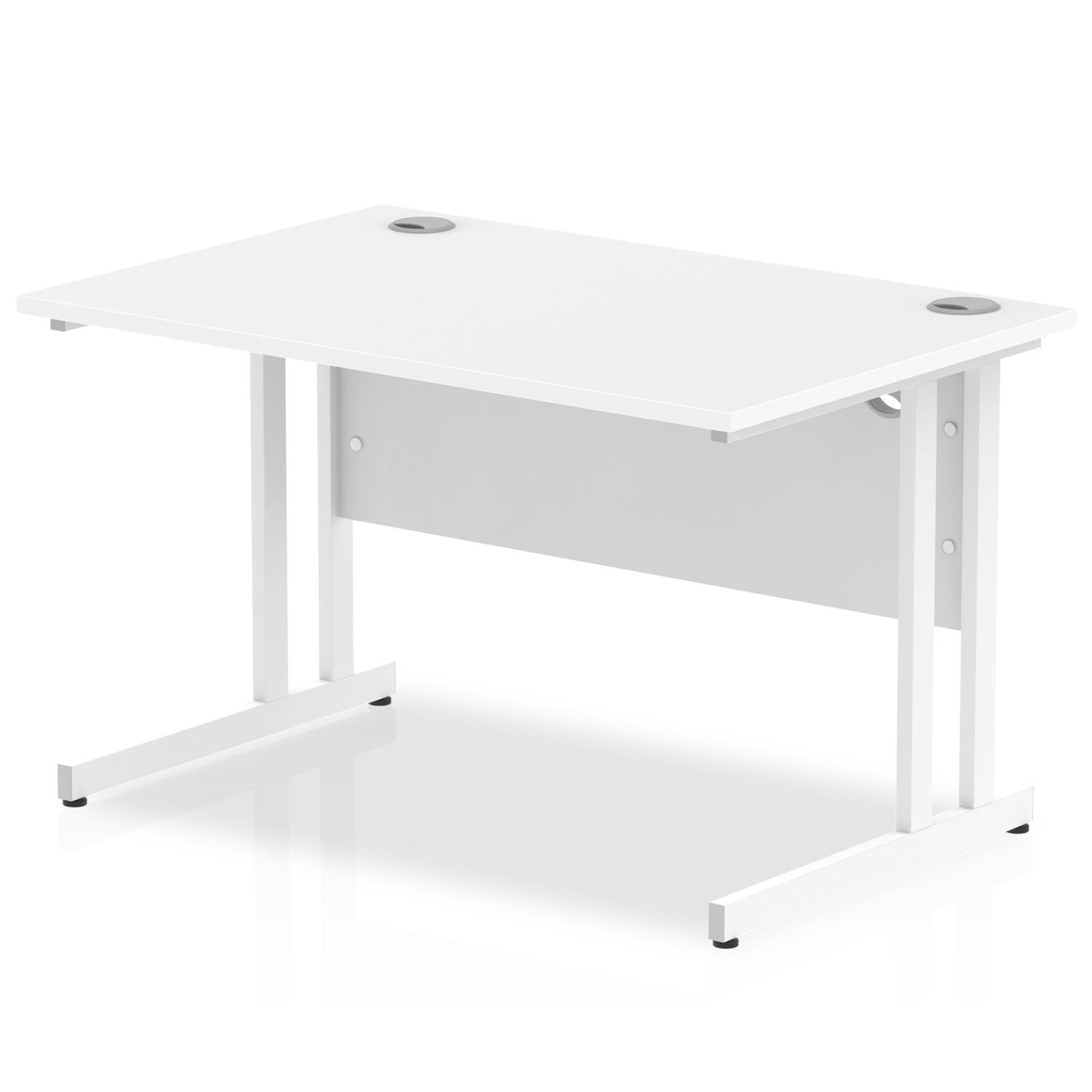 Impulse 1200 x 800mm Straight Office Desk White Top White Cantilever Leg
