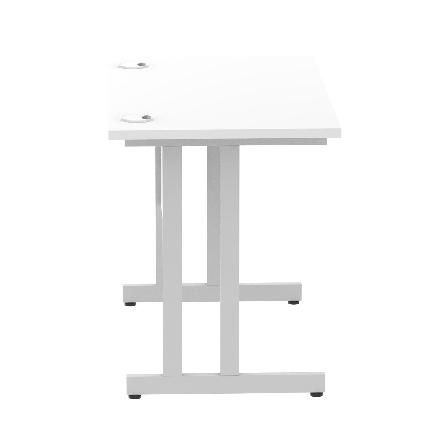 Impulse 1000 x 600mm Straight Office Desk White Top Silver Cantilever Leg