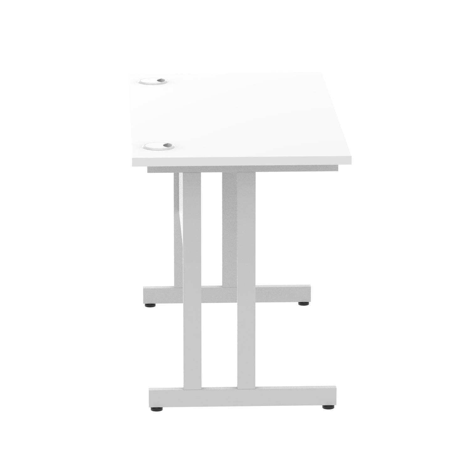 Impulse 1200 x 600mm Straight Office Desk White Top Silver Cantilever Leg