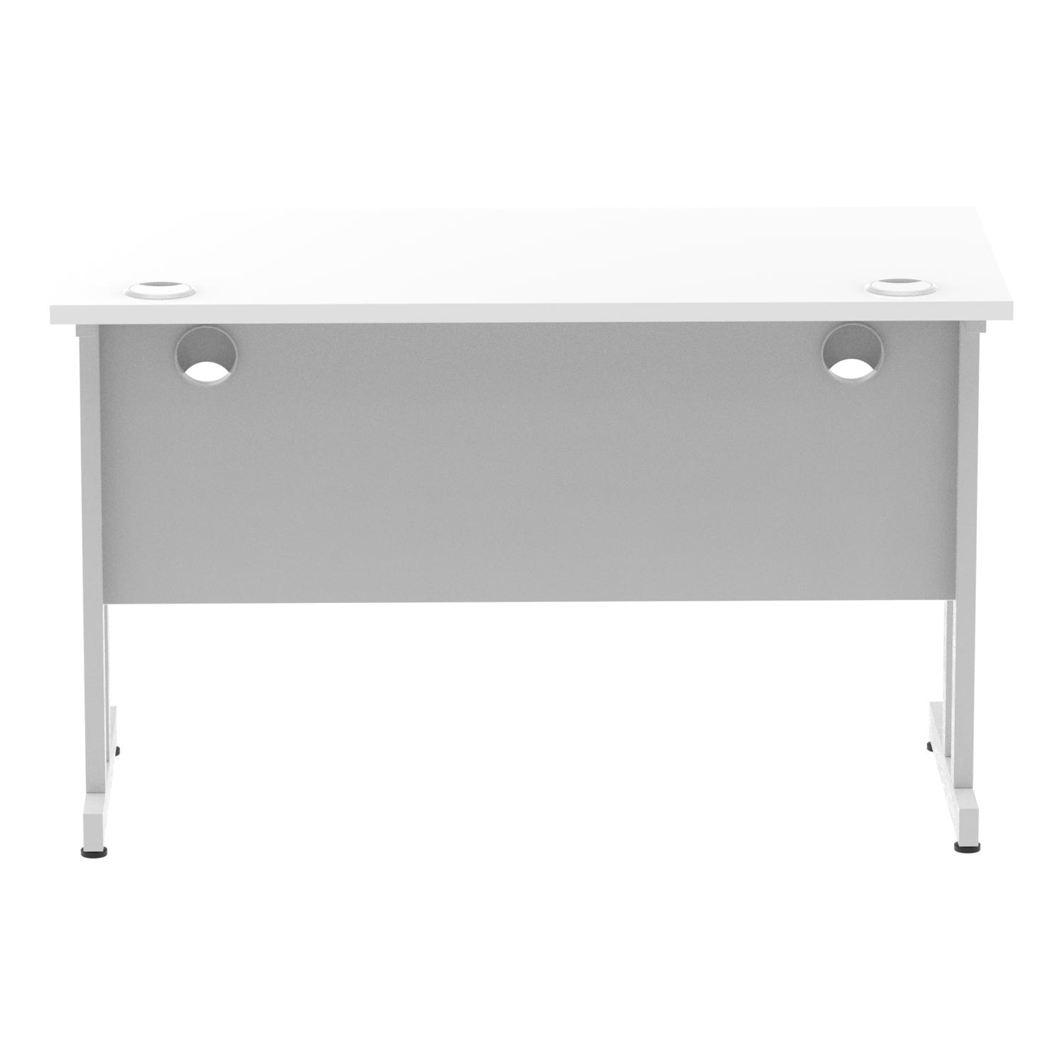 Impulse 1200 x 600mm Straight Office Desk White Top Silver Cantilever Leg
