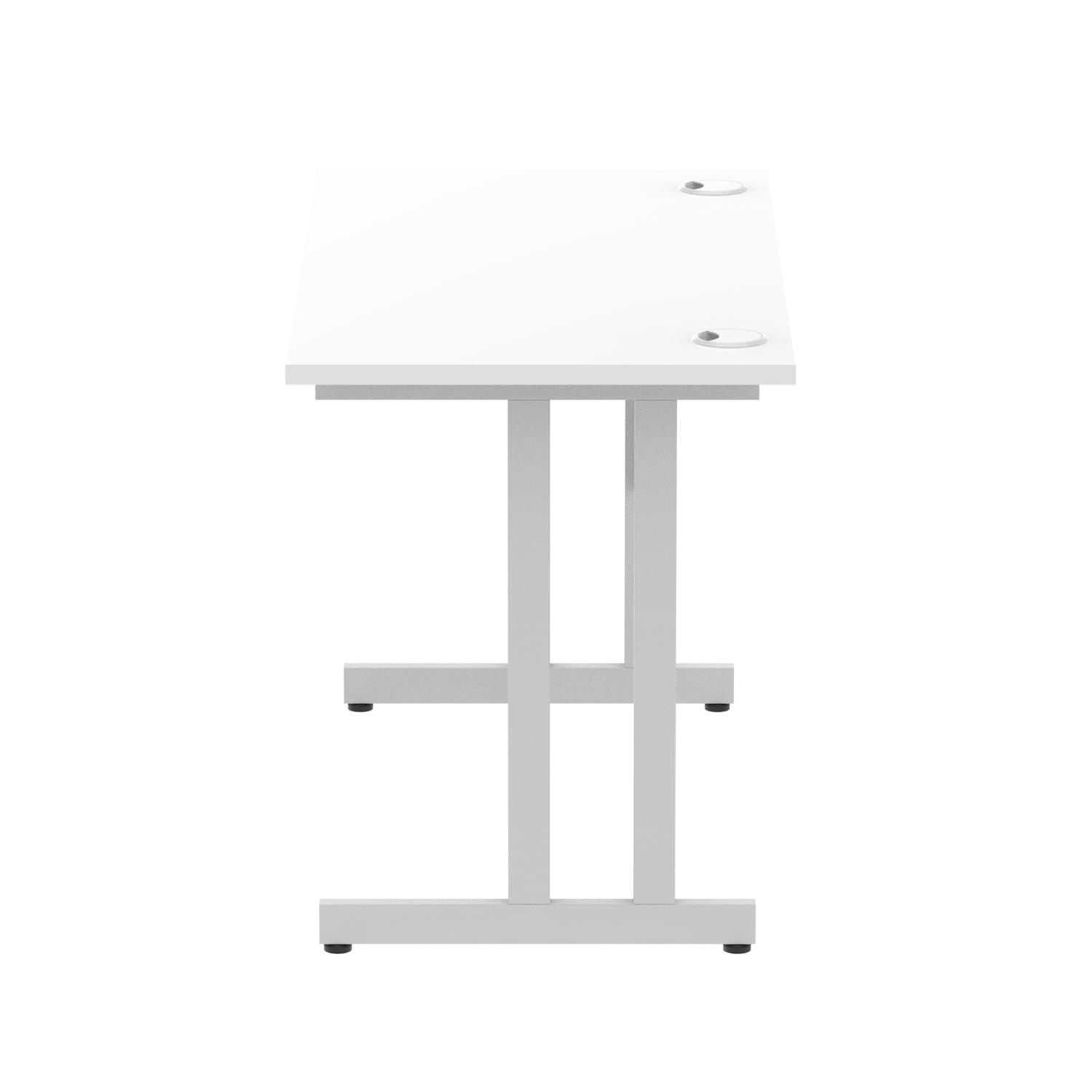Impulse 1200 x 600mm Straight Office Desk White Top Silver Cantilever Leg