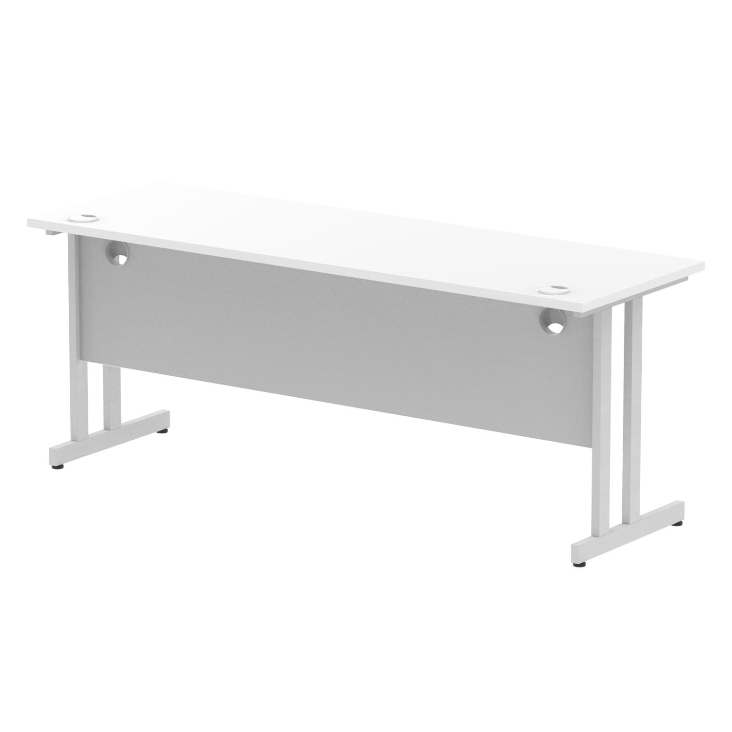 Impulse 1800 x 600mm Straight Office Desk White Top Silver Cantilever Leg