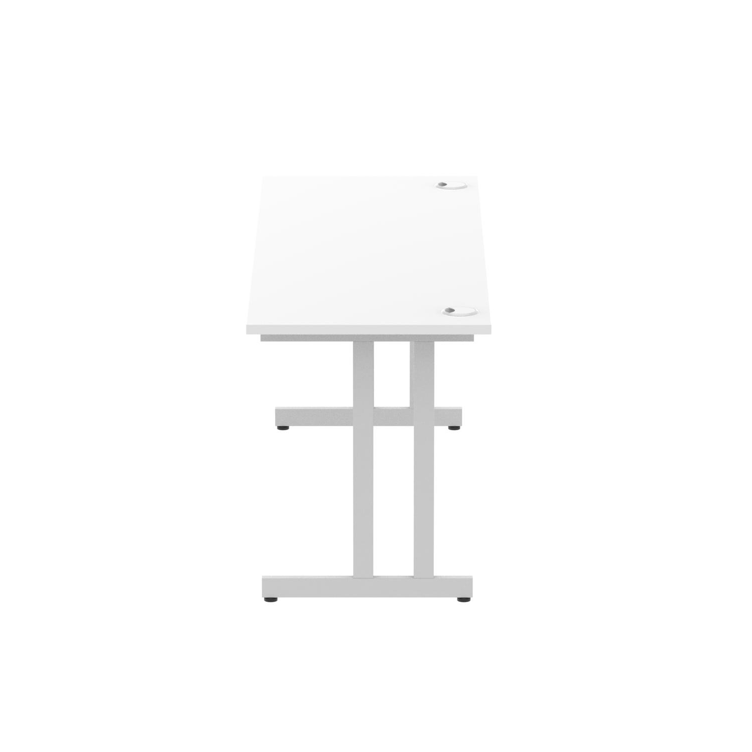 Impulse 1800 x 600mm Straight Office Desk White Top Silver Cantilever Leg
