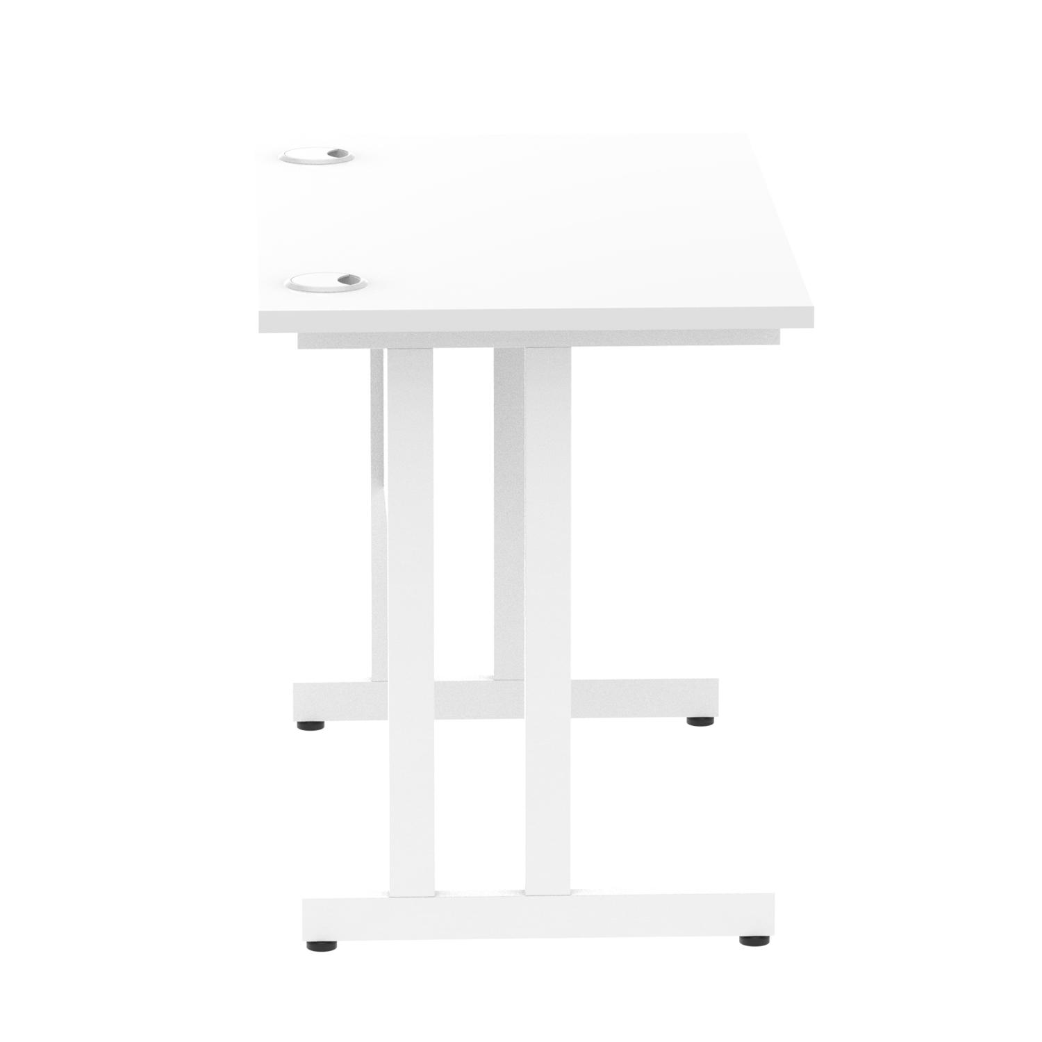 Impulse 1000 x 600mm Straight Office Desk White Top White Cantilever Leg