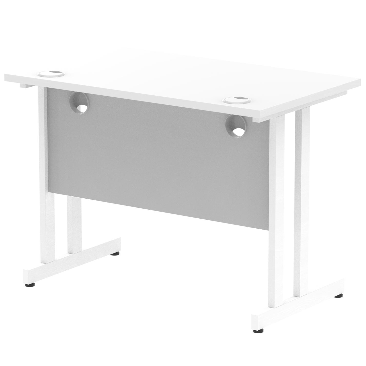 Impulse 1000 x 600mm Straight Office Desk White Top White Cantilever Leg