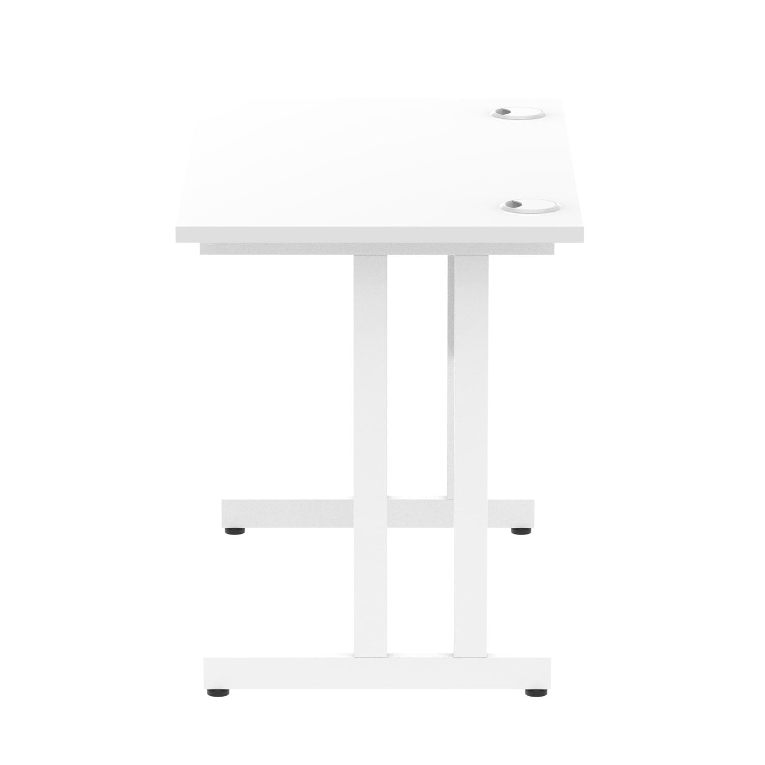 Impulse 1000 x 600mm Straight Office Desk White Top White Cantilever Leg