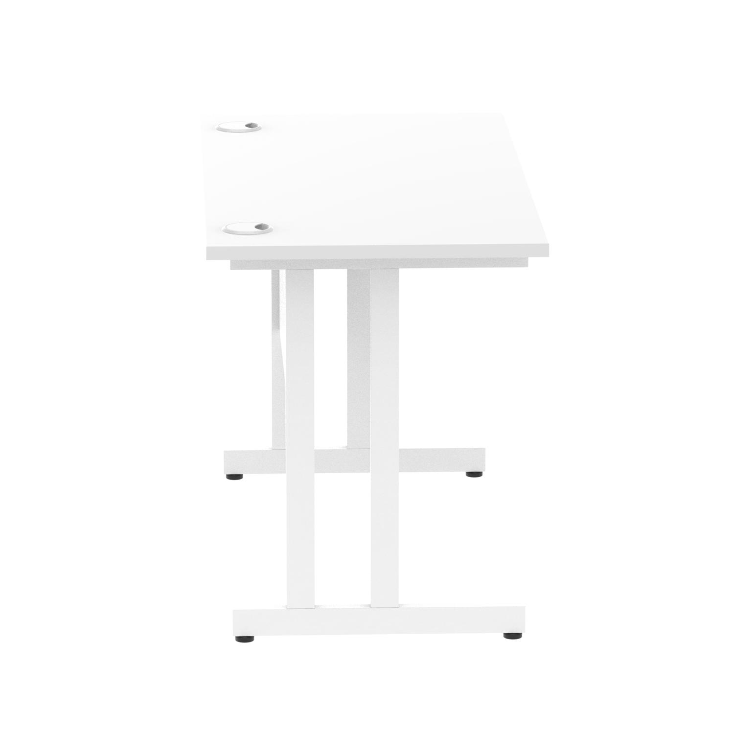 Impulse 1200 x 600mm Straight Office Desk White Top White Cantilever Leg