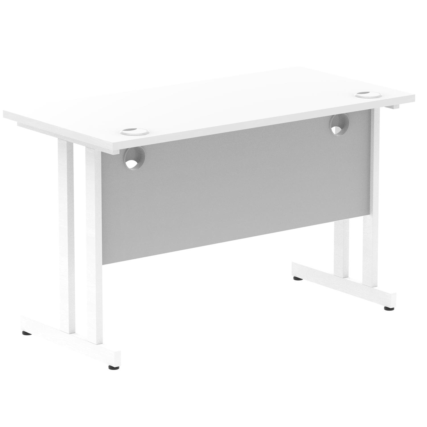 Impulse 1200 x 600mm Straight Office Desk White Top White Cantilever Leg