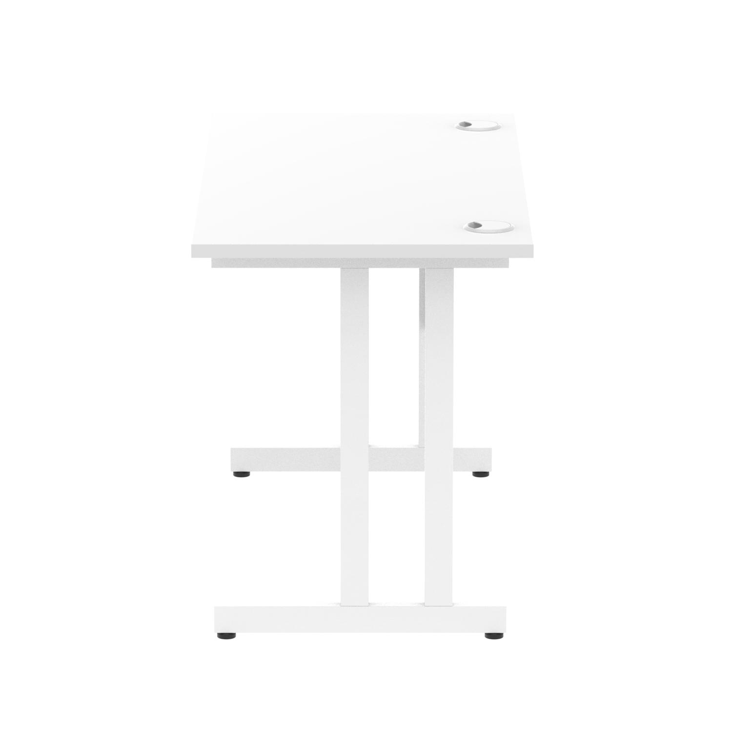 Impulse 1200 x 600mm Straight Office Desk White Top White Cantilever Leg