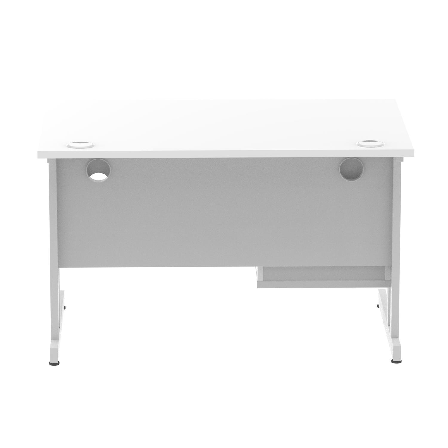 Impulse 1200 x 800mm Straight Office Desk White Top Silver Cantilever Leg Workstation 1 x 2 Drawer Fixed Pedestal
