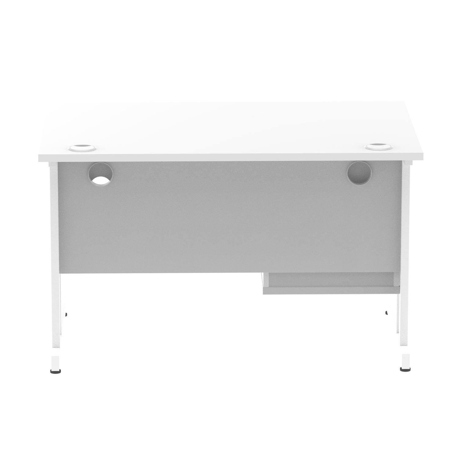 Impulse 1200 x 800mm Straight Office Desk White Top White Cantilever Leg Workstation 1 x 2 Drawer Fixed Pedestal