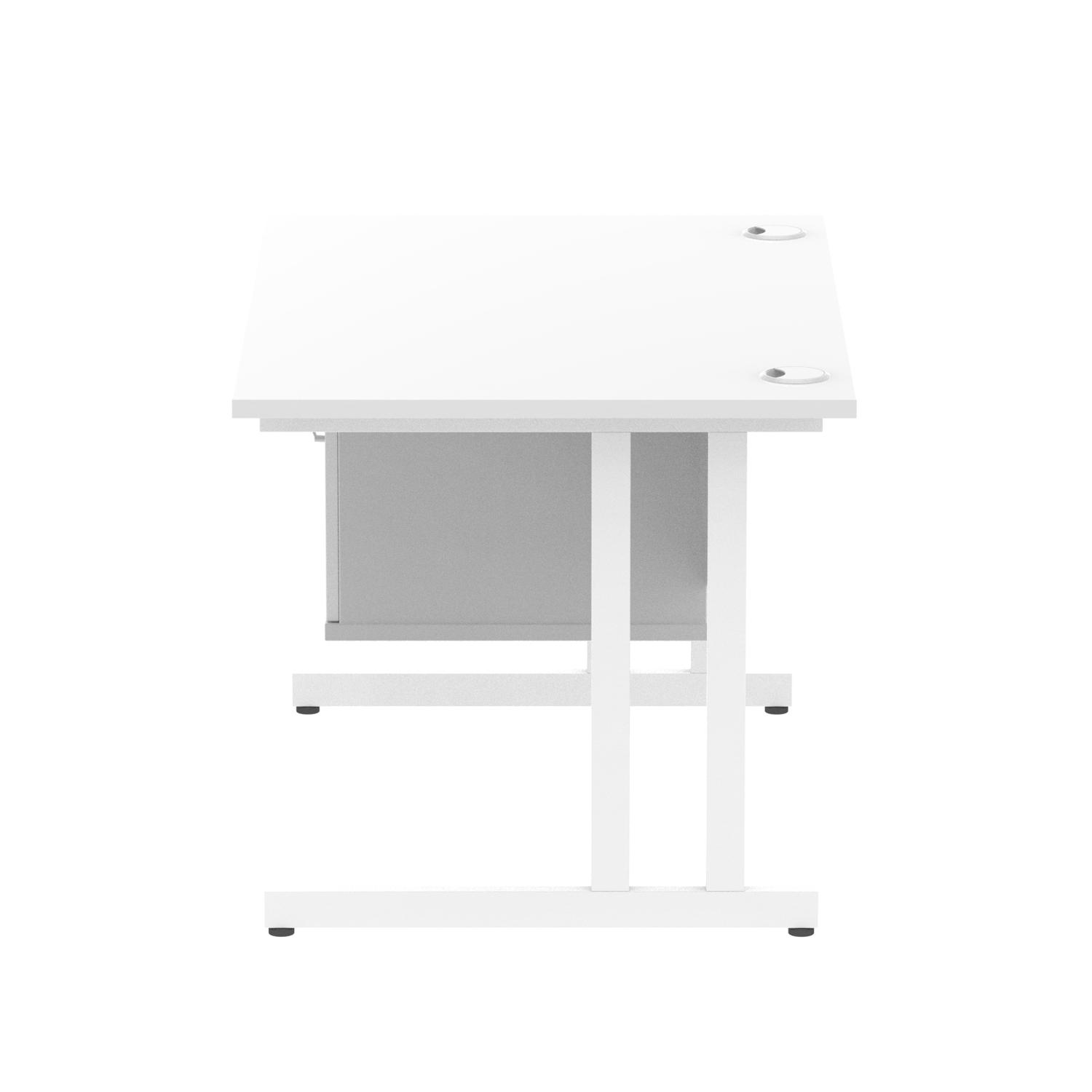 Impulse 1200 x 800mm Straight Office Desk White Top White Cantilever Leg Workstation 1 x 2 Drawer Fixed Pedestal