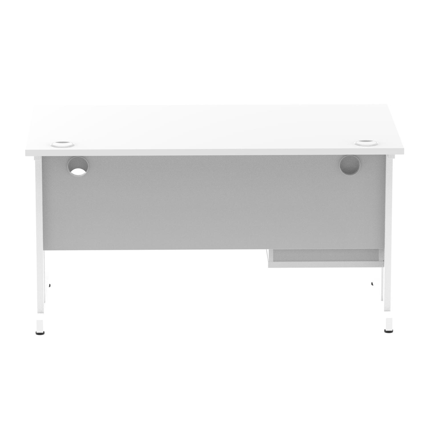 Impulse 1400 x 800mm Straight Office Desk White Top White Cantilever Leg Workstation 1 x 2 Drawer Fixed Pedestal