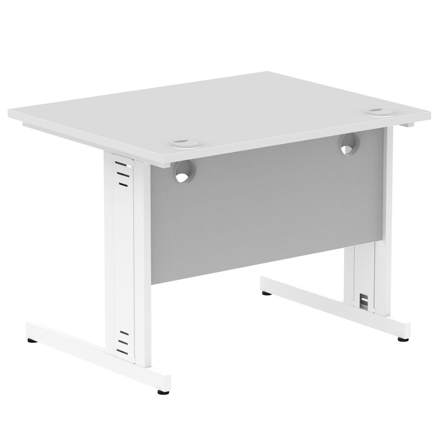 Impulse 1000 x 800mm Straight Office Desk White Top White Cable Managed Leg