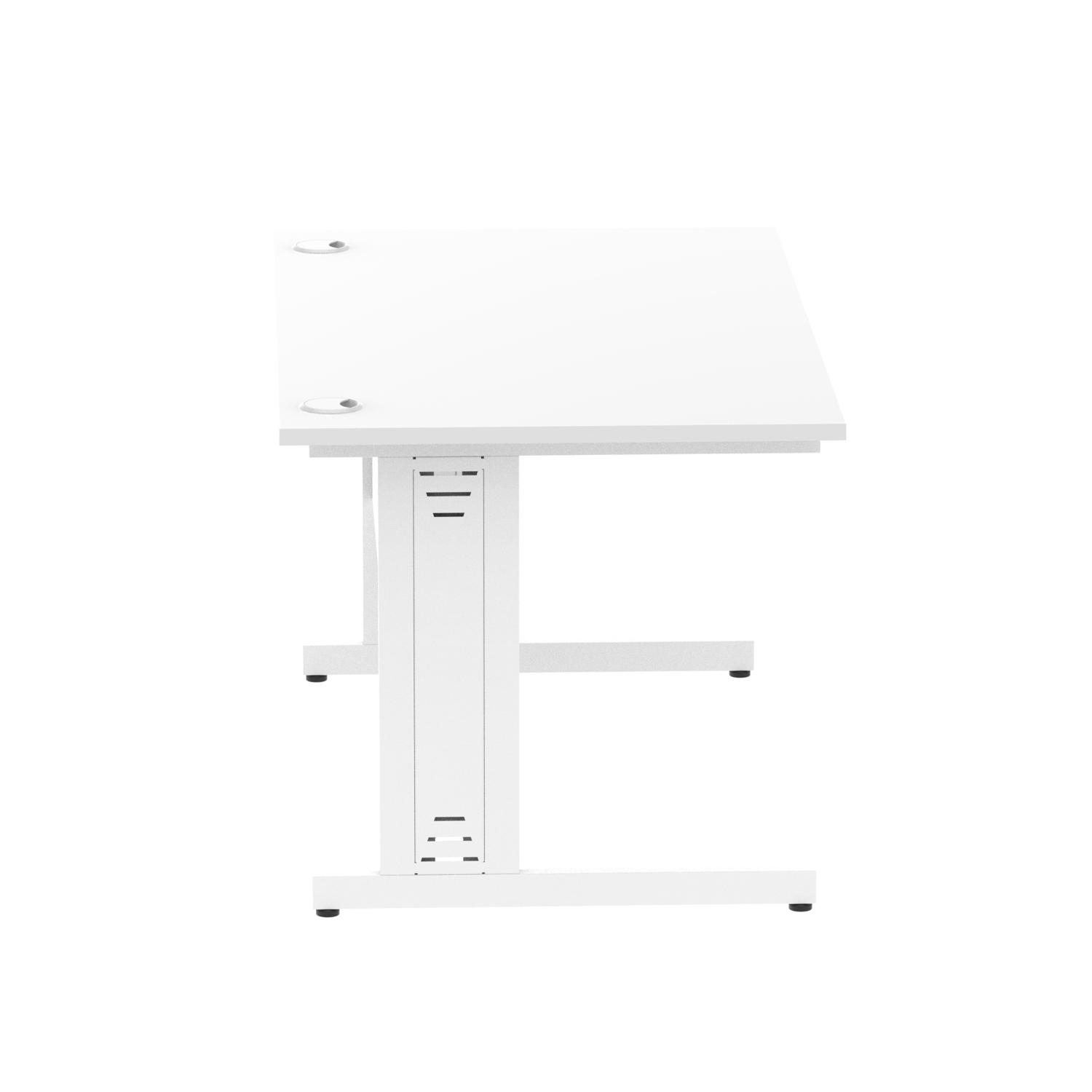 Impulse 1400 x 800mm Straight Office Desk White Top White Cable Managed Leg