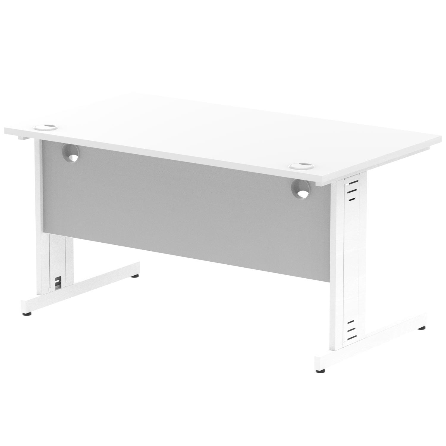 Impulse 1400 x 800mm Straight Office Desk White Top White Cable Managed Leg