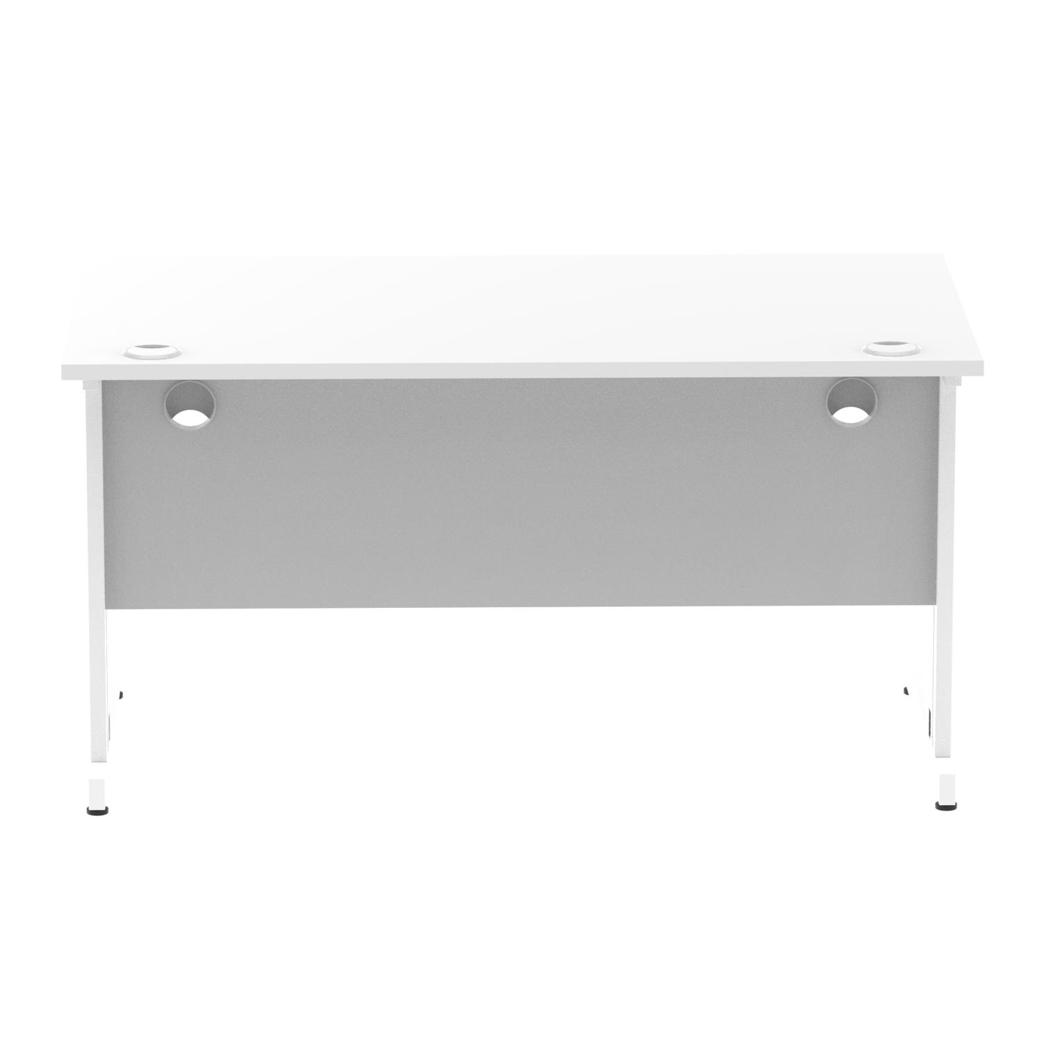 Impulse 1400 x 800mm Straight Office Desk White Top White Cable Managed Leg