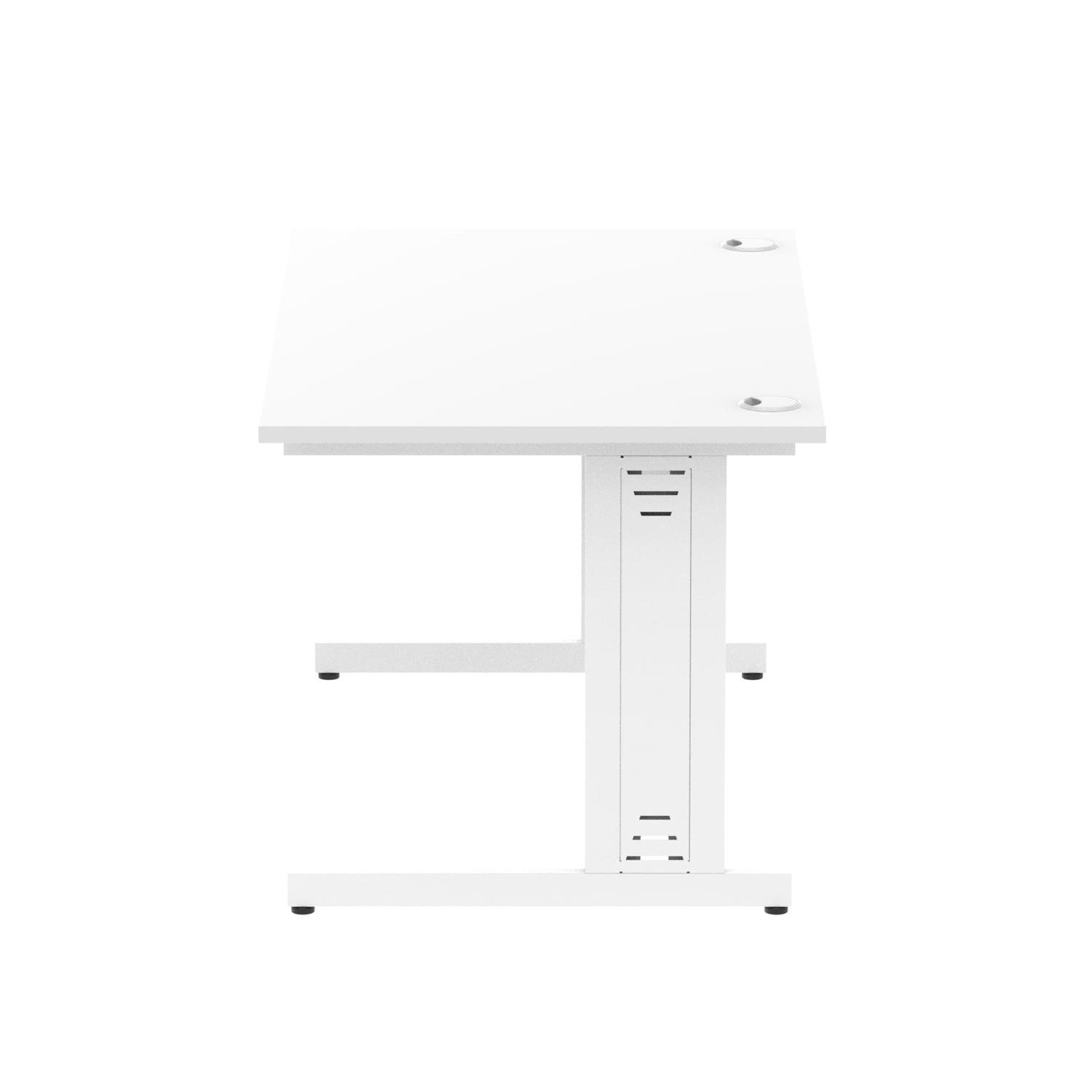 Impulse 1400 x 800mm Straight Office Desk White Top White Cable Managed Leg