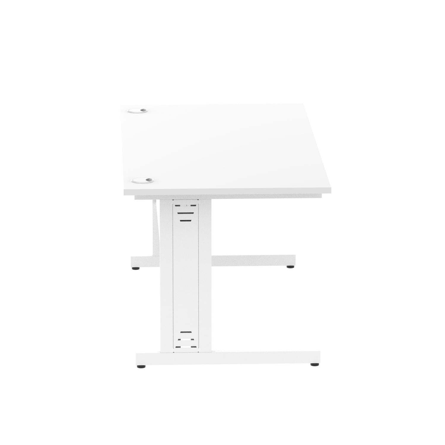 Impulse 1600 x 800mm Straight Office Desk White Top White Cable Managed Leg