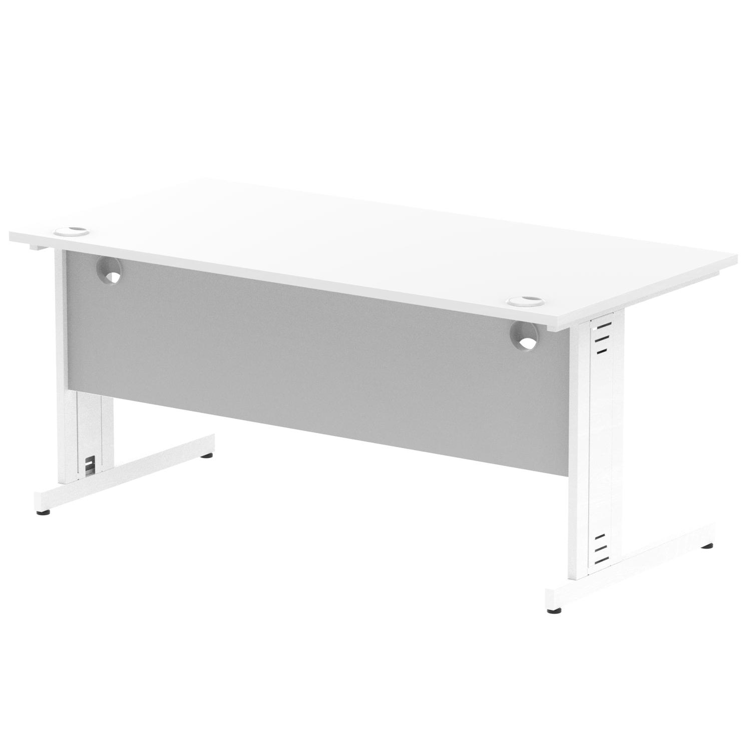 Impulse 1600 x 800mm Straight Office Desk White Top White Cable Managed Leg