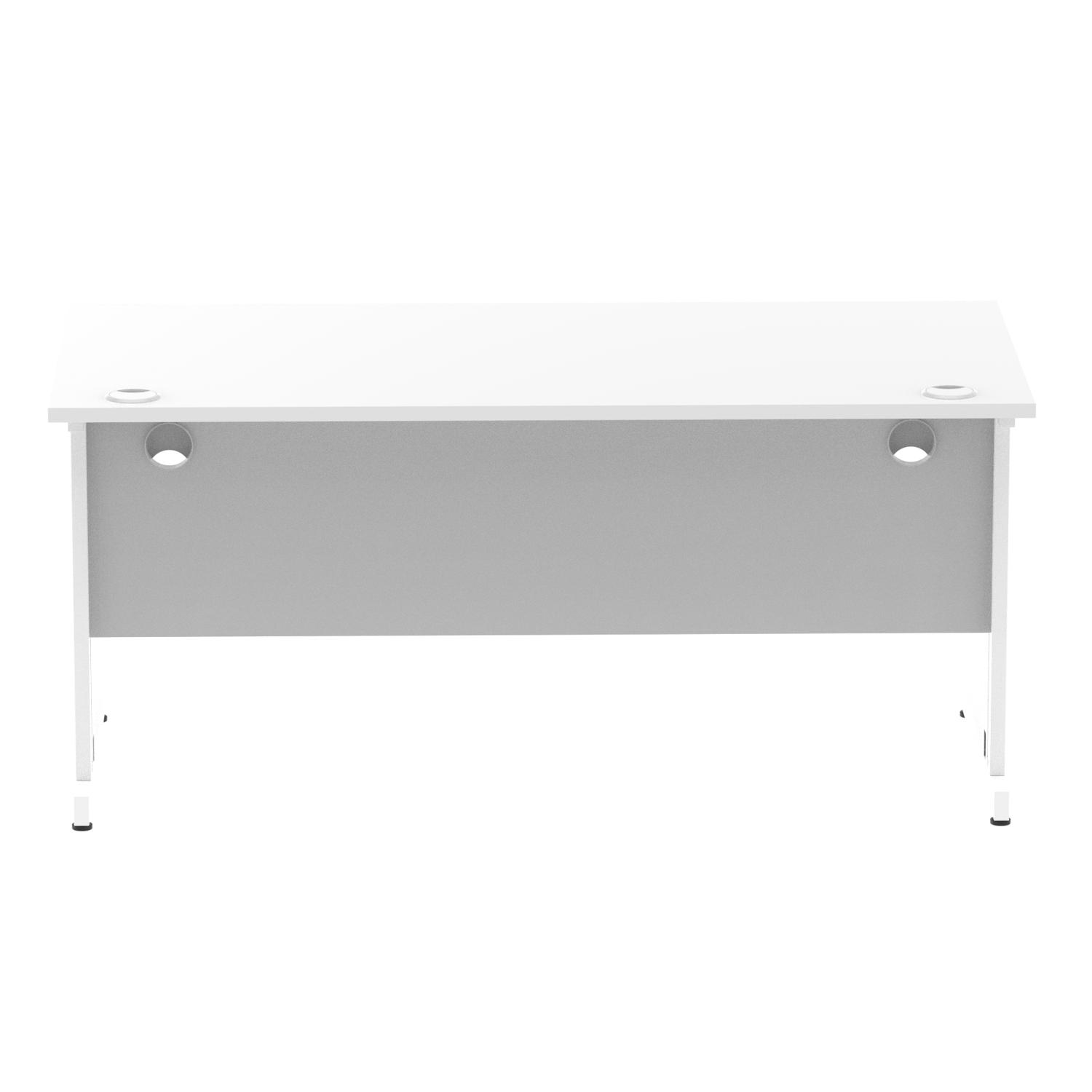 Impulse 1600 x 800mm Straight Office Desk White Top White Cable Managed Leg