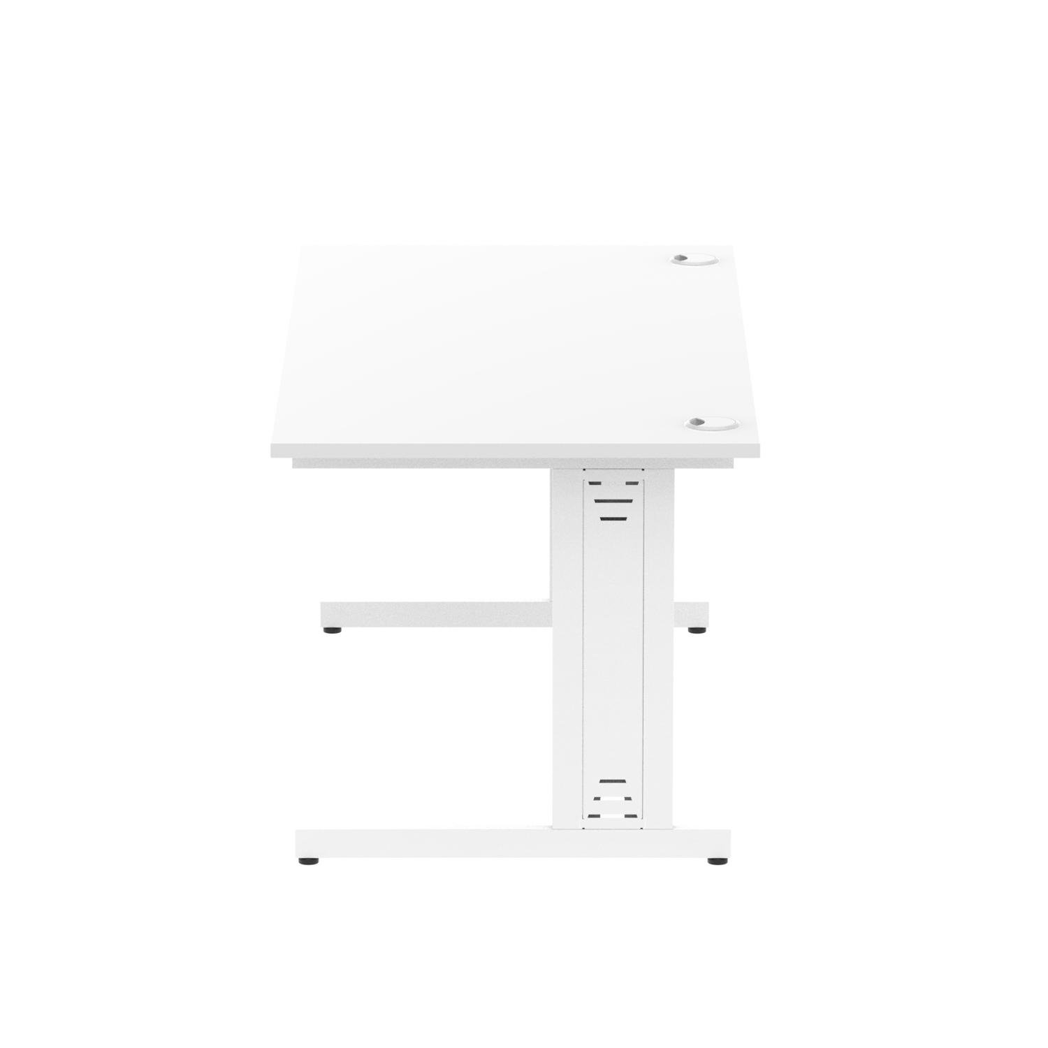 Impulse 1600 x 800mm Straight Office Desk White Top White Cable Managed Leg