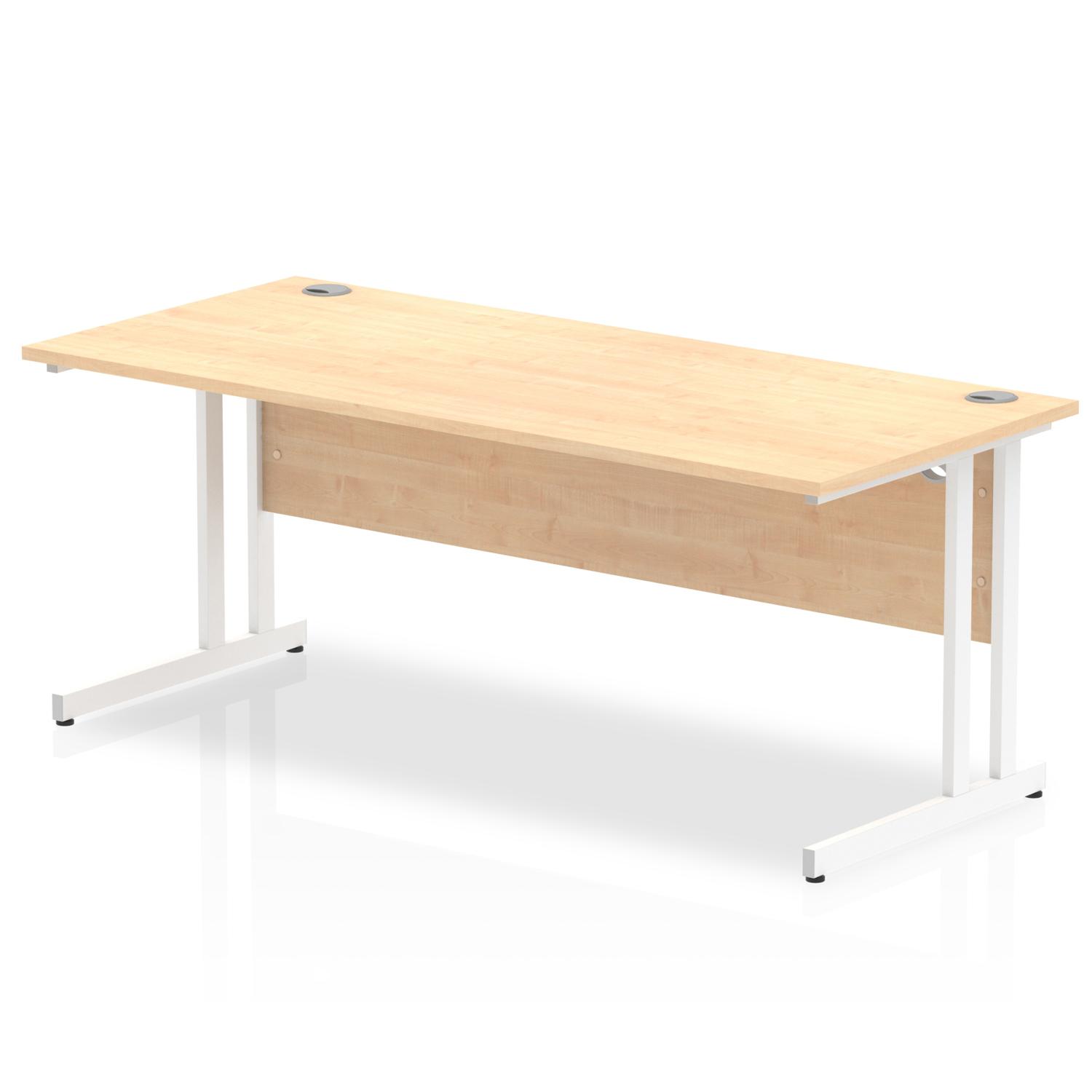 Impulse 1800 x 800mm Straight Office Desk Maple Top White Cantilever Leg