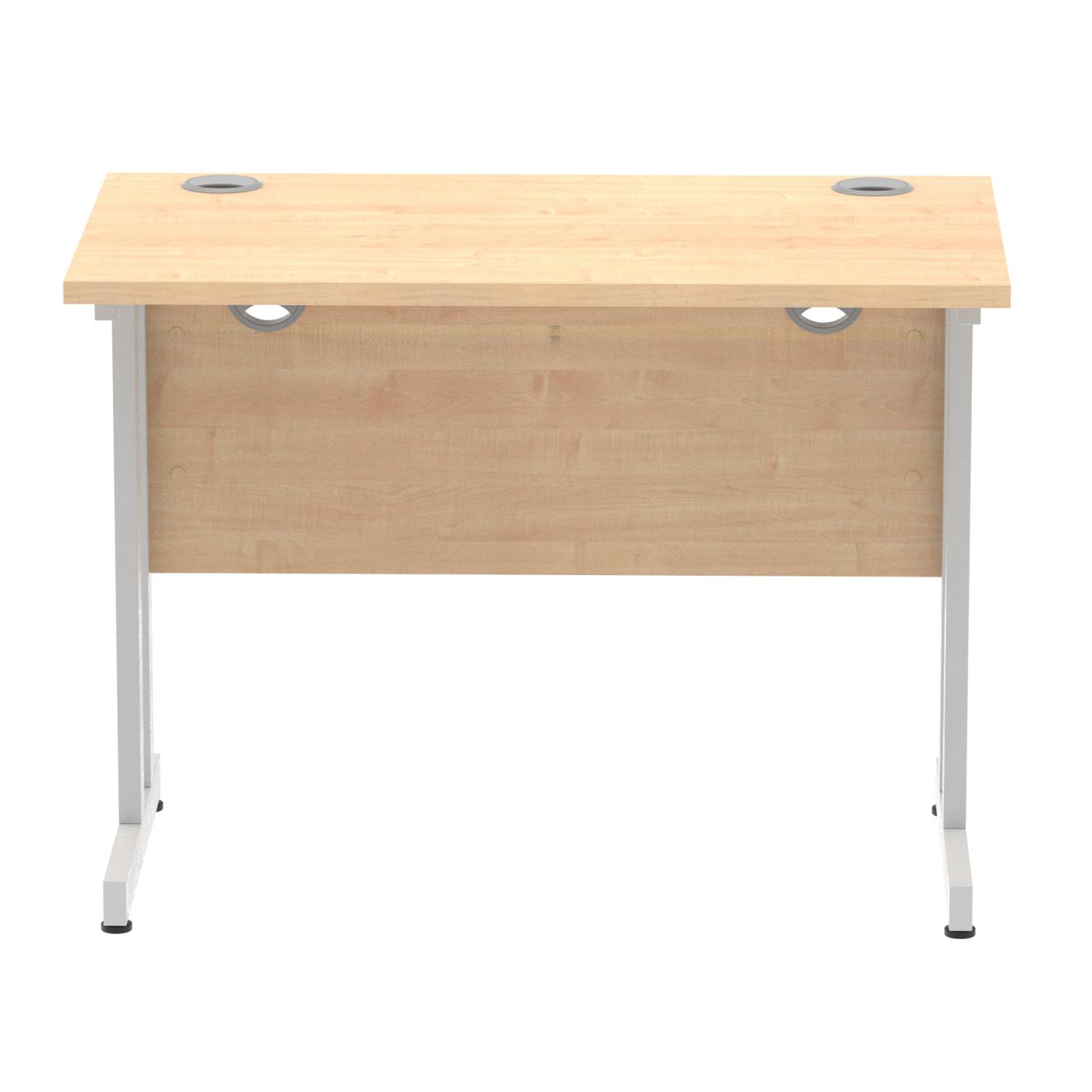 Impulse 1000 x 600mm Straight Office Desk Maple Top Silver Cantilever Leg