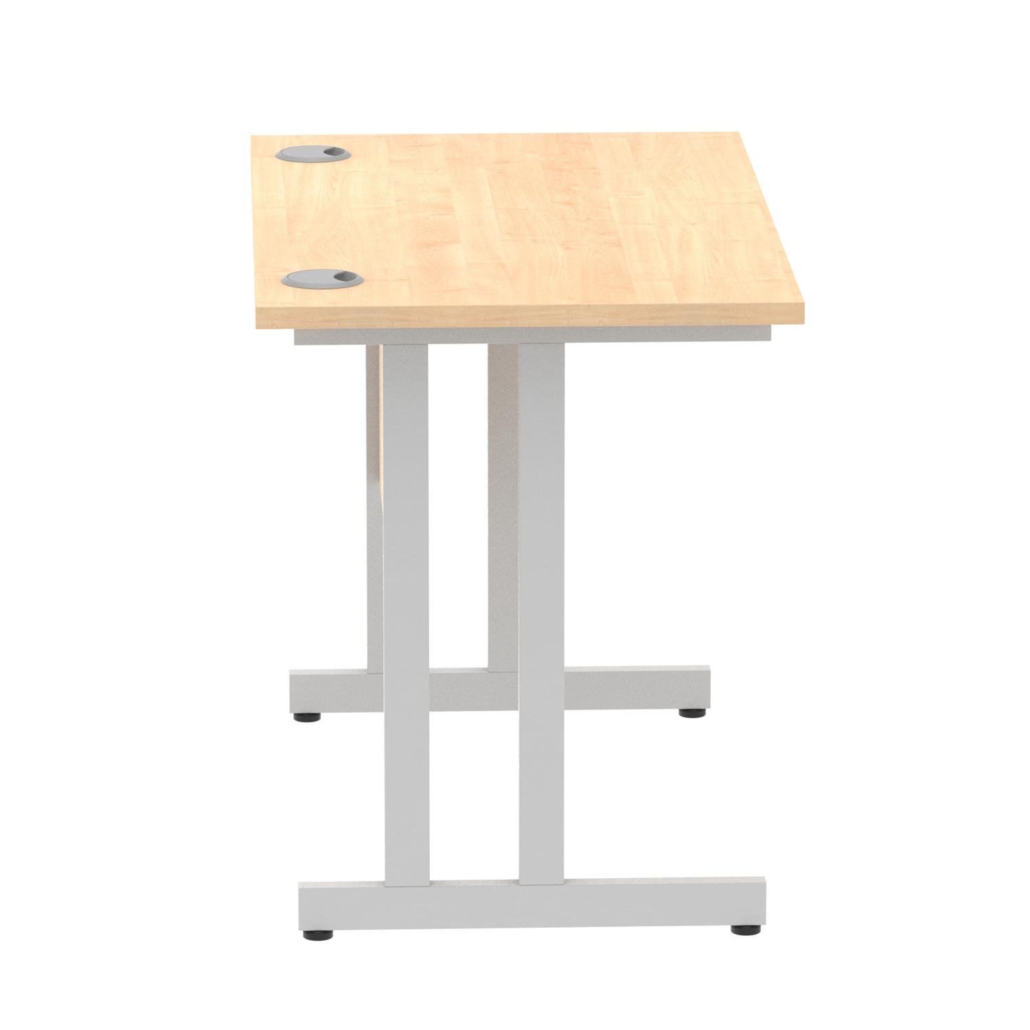 Impulse 1000 x 600mm Straight Office Desk Maple Top Silver Cantilever Leg