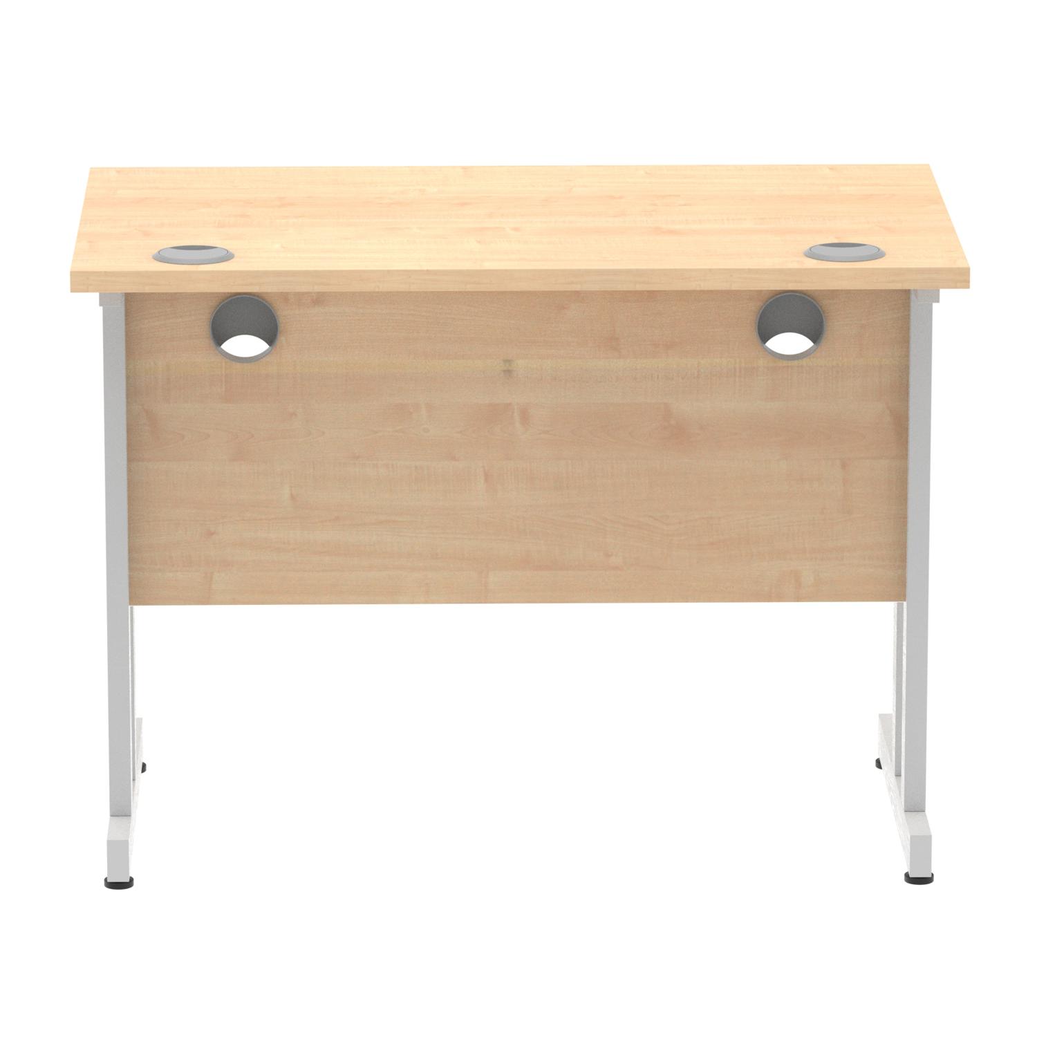 Impulse 1000 x 600mm Straight Office Desk Maple Top Silver Cantilever Leg