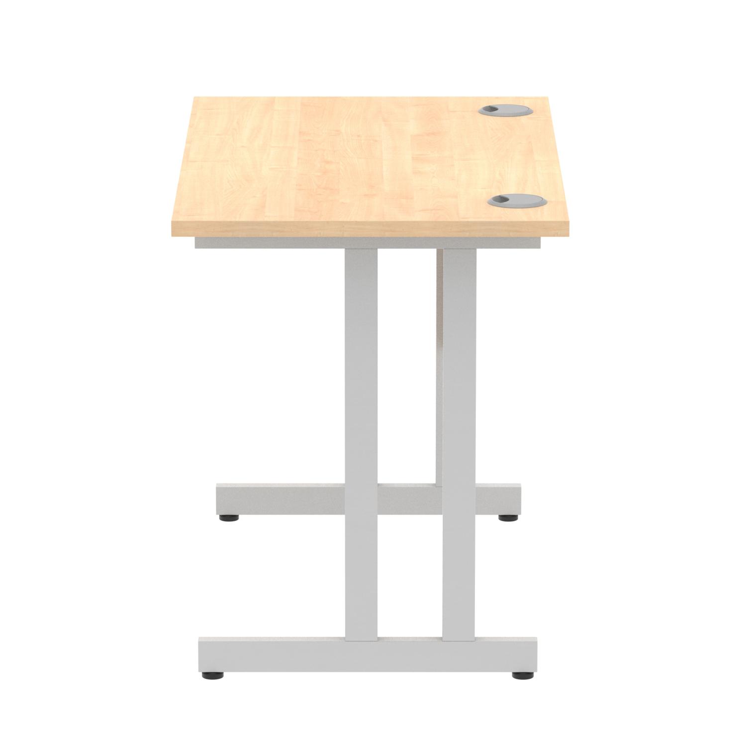 Impulse 1000 x 600mm Straight Office Desk Maple Top Silver Cantilever Leg