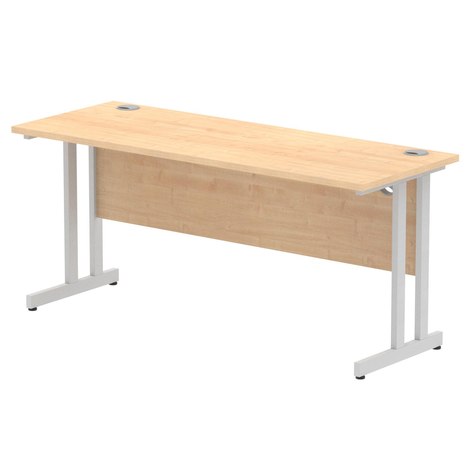 Impulse 1600 x 600mm Straight Office Desk Maple Top Silver Cantilever Leg