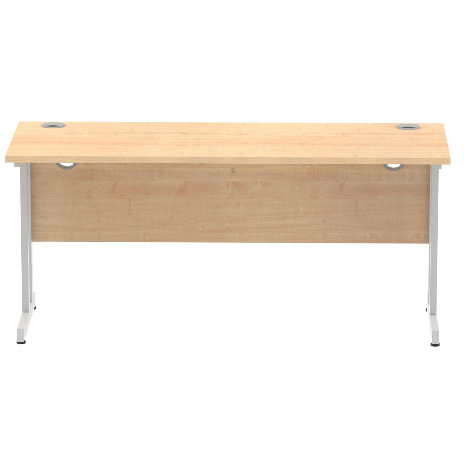 Impulse 1600 x 600mm Straight Office Desk Maple Top Silver Cantilever Leg