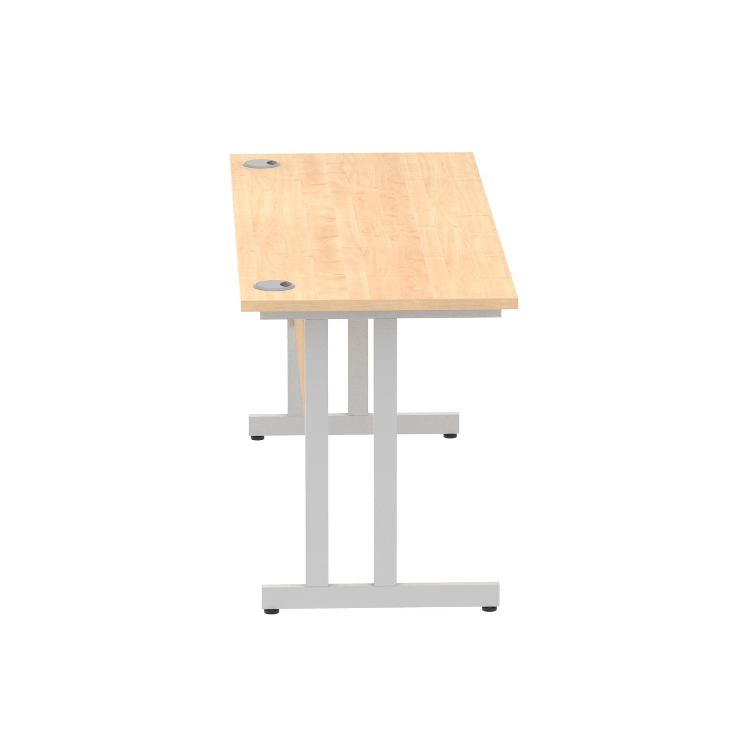 Impulse 1600 x 600mm Straight Office Desk Maple Top Silver Cantilever Leg