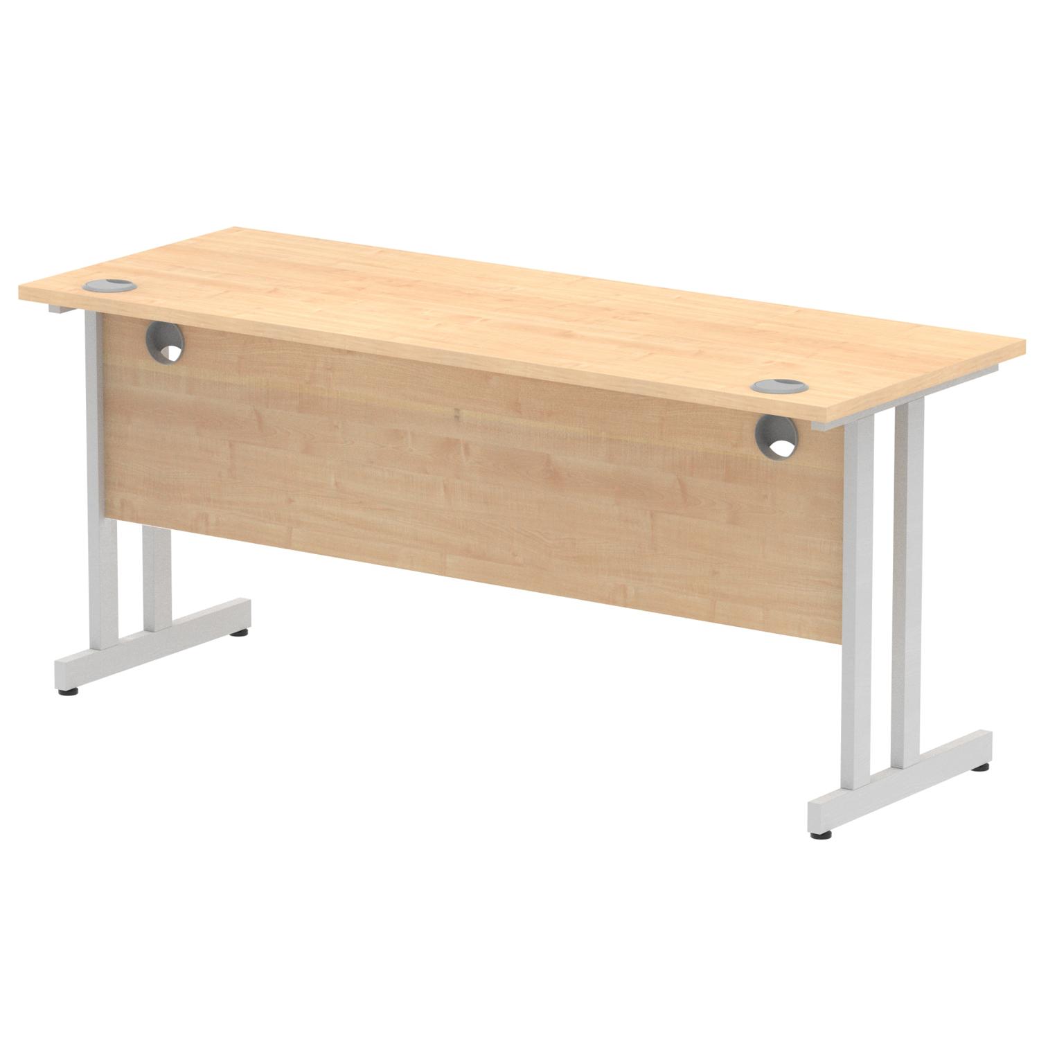 Impulse 1600 x 600mm Straight Office Desk Maple Top Silver Cantilever Leg