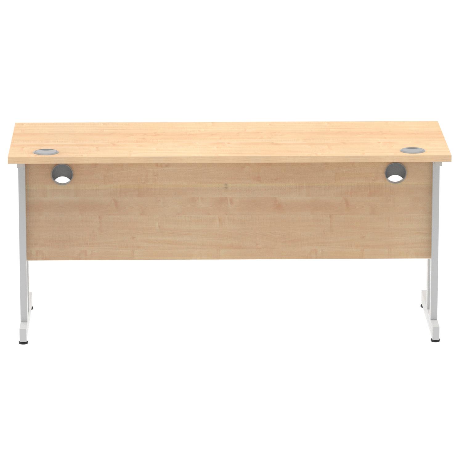 Impulse 1600 x 600mm Straight Office Desk Maple Top Silver Cantilever Leg