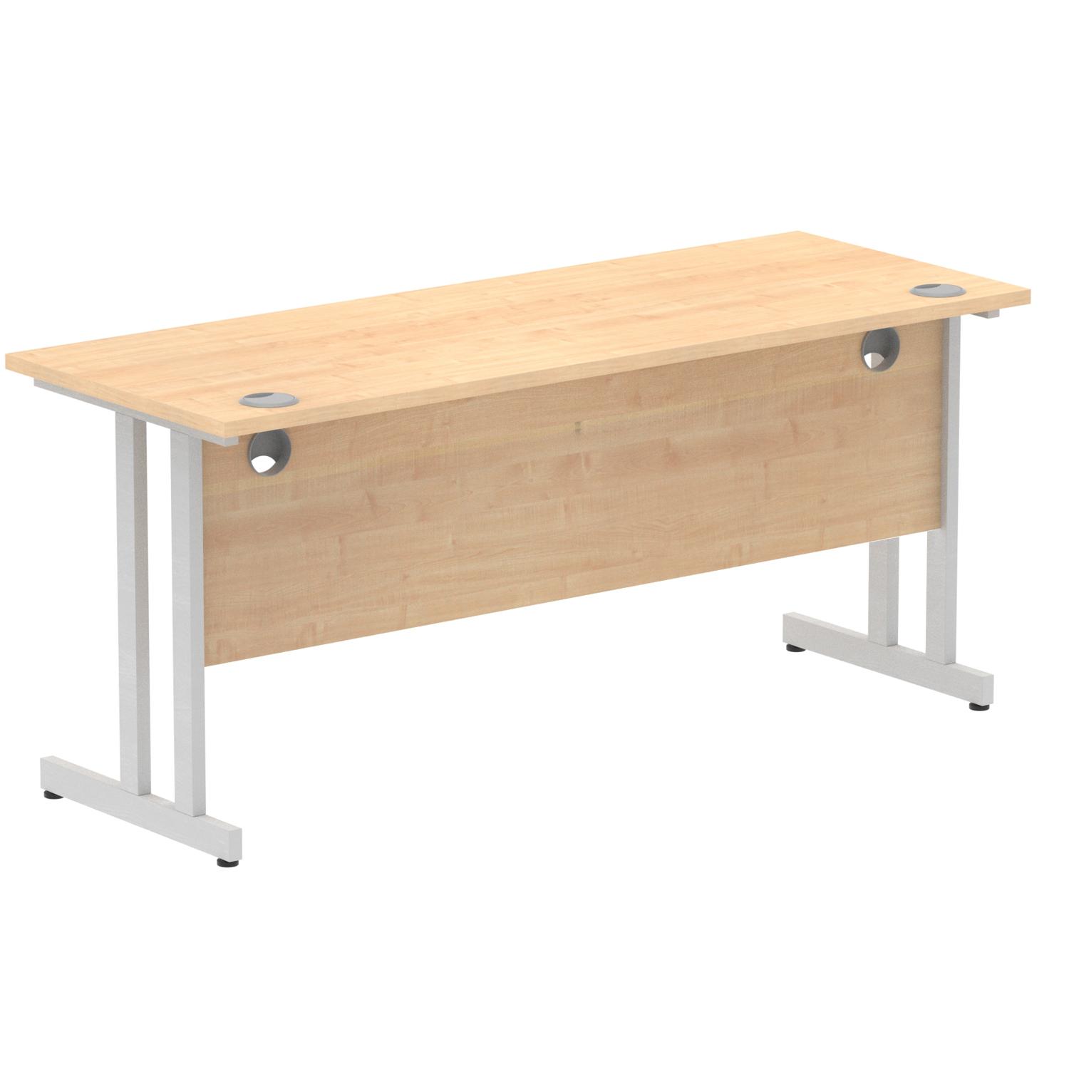 Impulse 1600 x 600mm Straight Office Desk Maple Top Silver Cantilever Leg