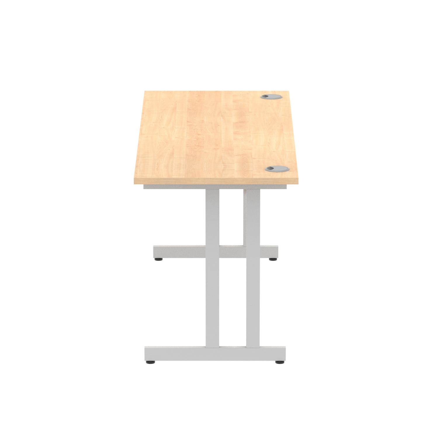 Impulse 1600 x 600mm Straight Office Desk Maple Top Silver Cantilever Leg