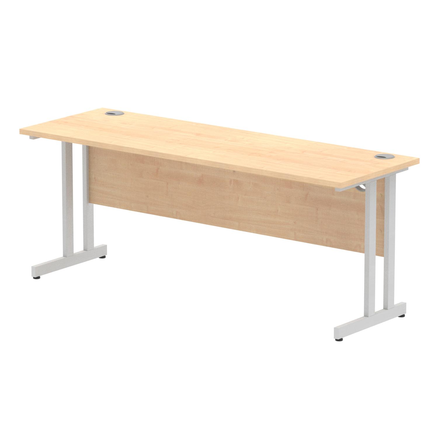 Impulse 1800 x 600mm Straight Office Desk Maple Top Silver Cantilever Leg